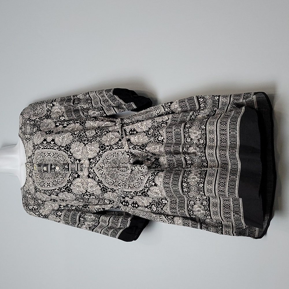 Figueroa &flowers Size M Dress 3/4 Sleeves Black Printed